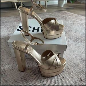 Schutz Keefa High Platform Gold Heels